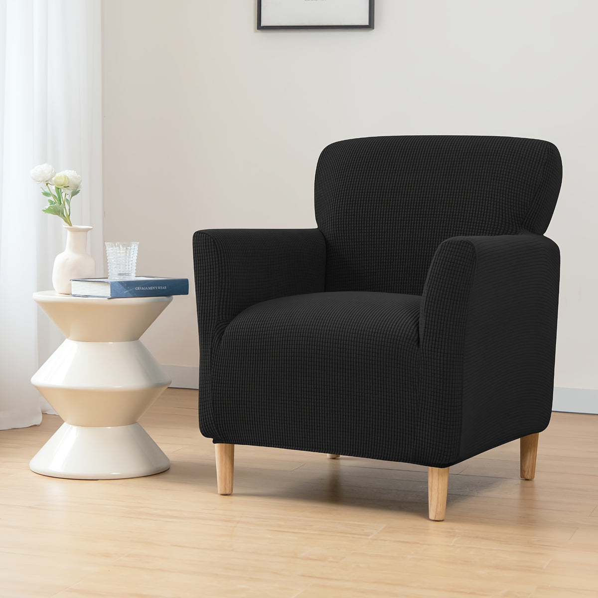 Housse de canapé extensible en velours côtelé pour fauteuil, détail de la finition