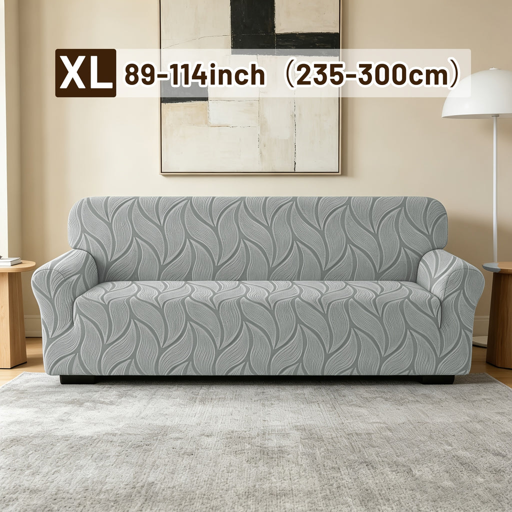 Housse de canapé extensible en polaire jacquard, détail de l'ourlet