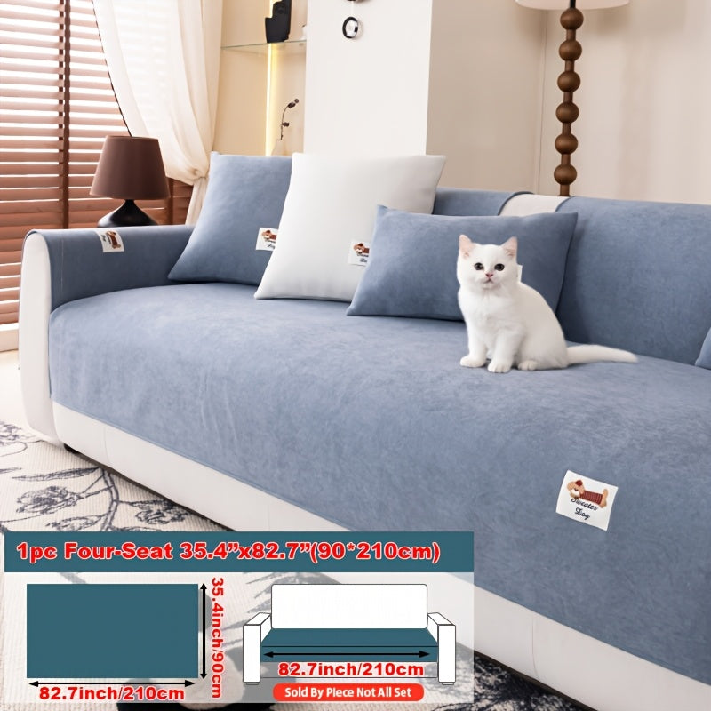 Housse de canapé en peluche matelassée à rayures antidérapante, visuel produit