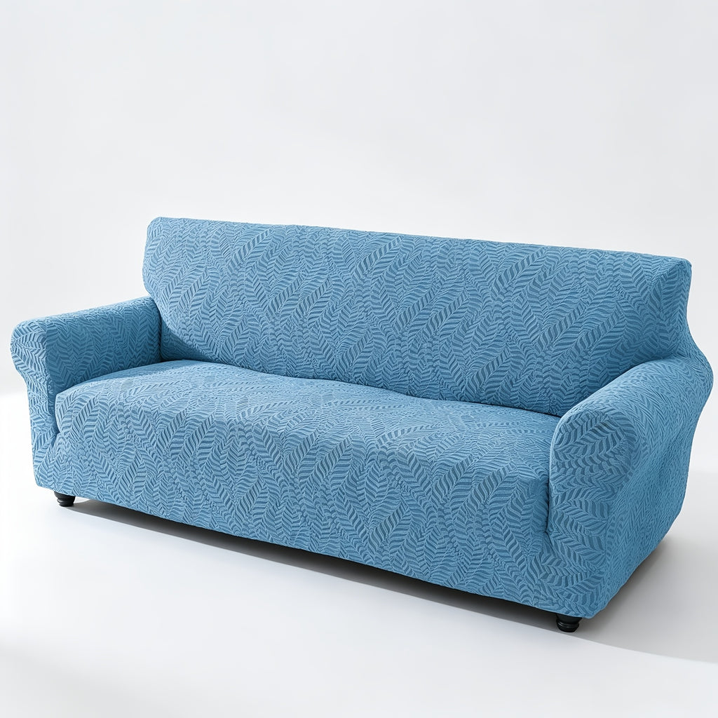 Housse de canapé extensible en polaire jacquard à motif feuillage anti-griffes, housse posée