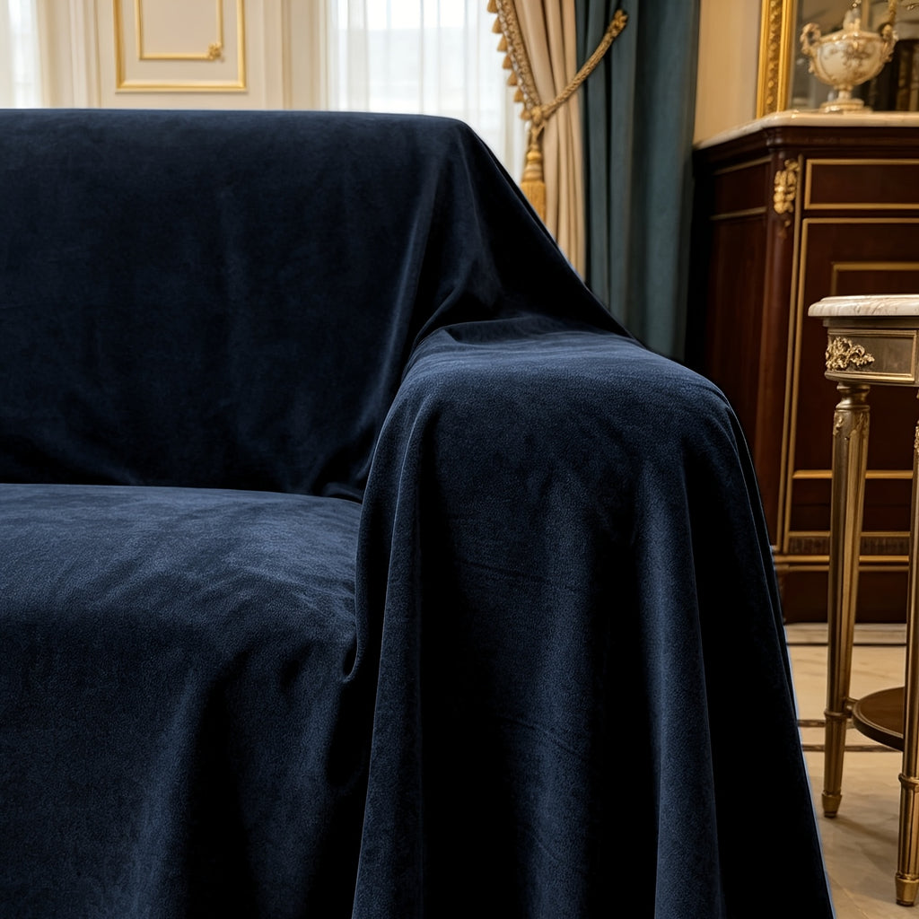 Housse de canapé épaisse en velours au rendu glamour, gros plan sur le tissu