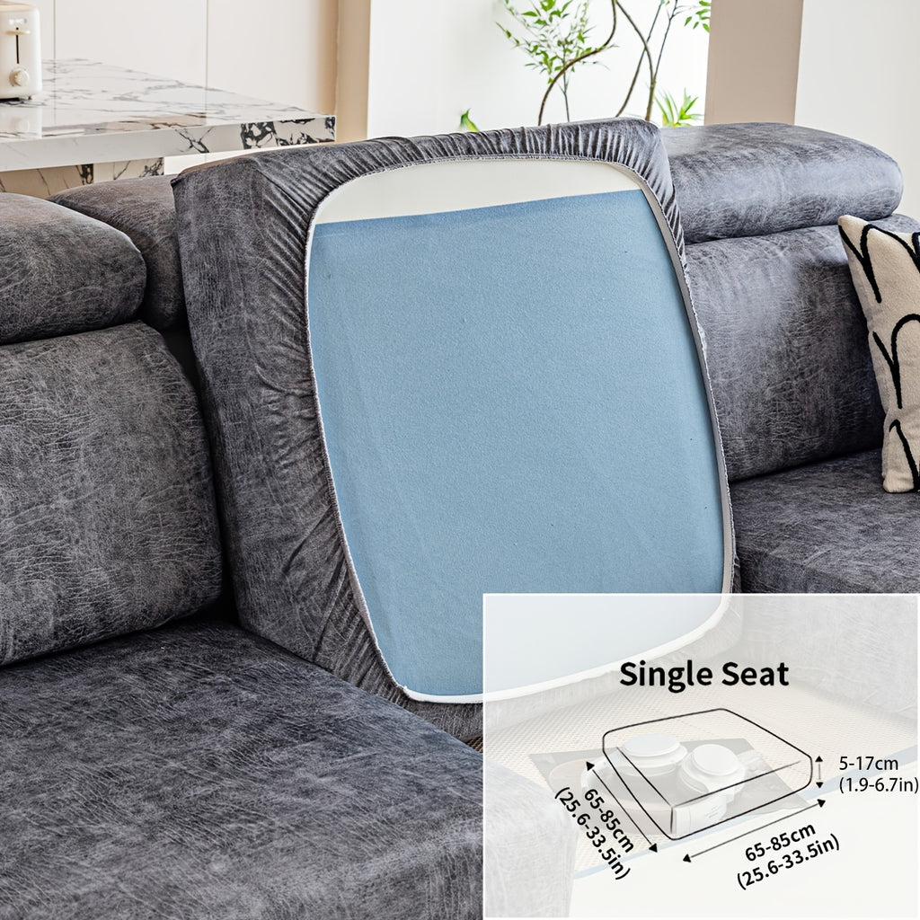 Housse de canapé extensible en polyester d'esprit vintage — détail de la matière : polyester
