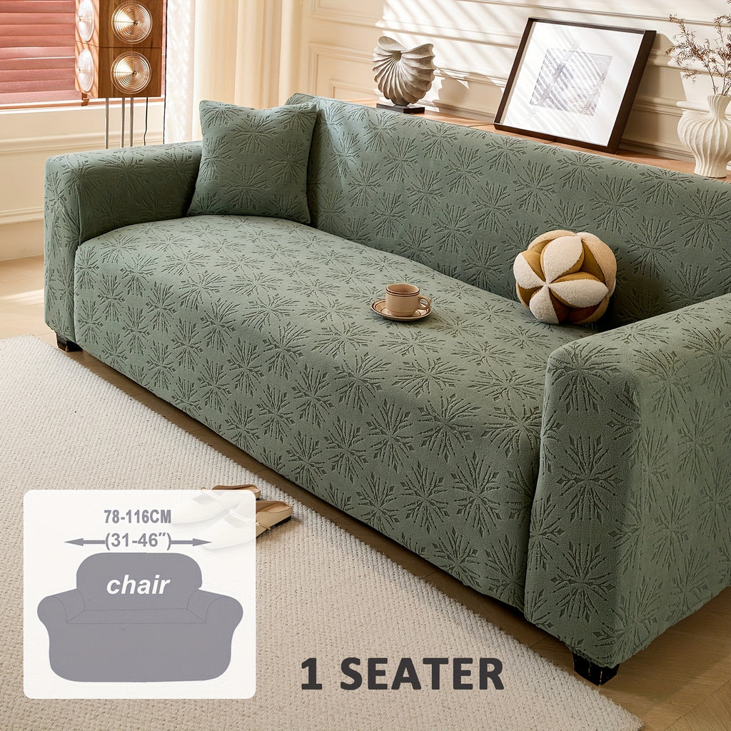 Housse de canapé extensible en polaire jacquard antidérapante d'esprit bohème, détail de la finition