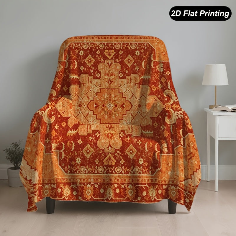 Housse de canapé épaisse en peluche à motif fleuri d'esprit vintage, vue d'ensemble