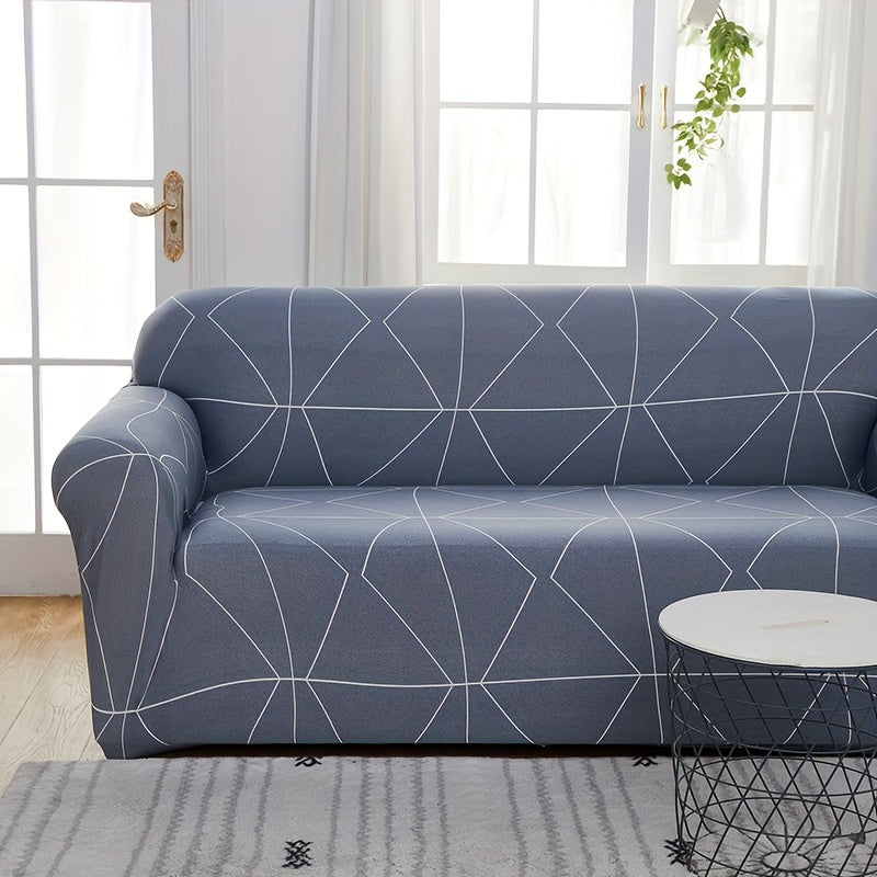 Housse de canapé extensible en fibre de lait matelassée à motif tropical, vue d'ensemble