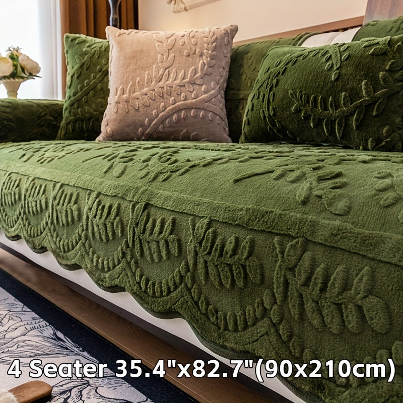 Housse de canapé en peluche jacquard à motif léopard antidérapante, vue de dos