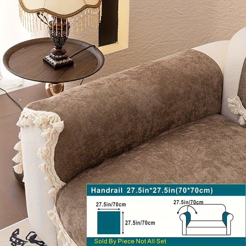 Housse de canapé en chenille en fils teints à volants, compatible fauteuil, canapé deux places, canapé trois places