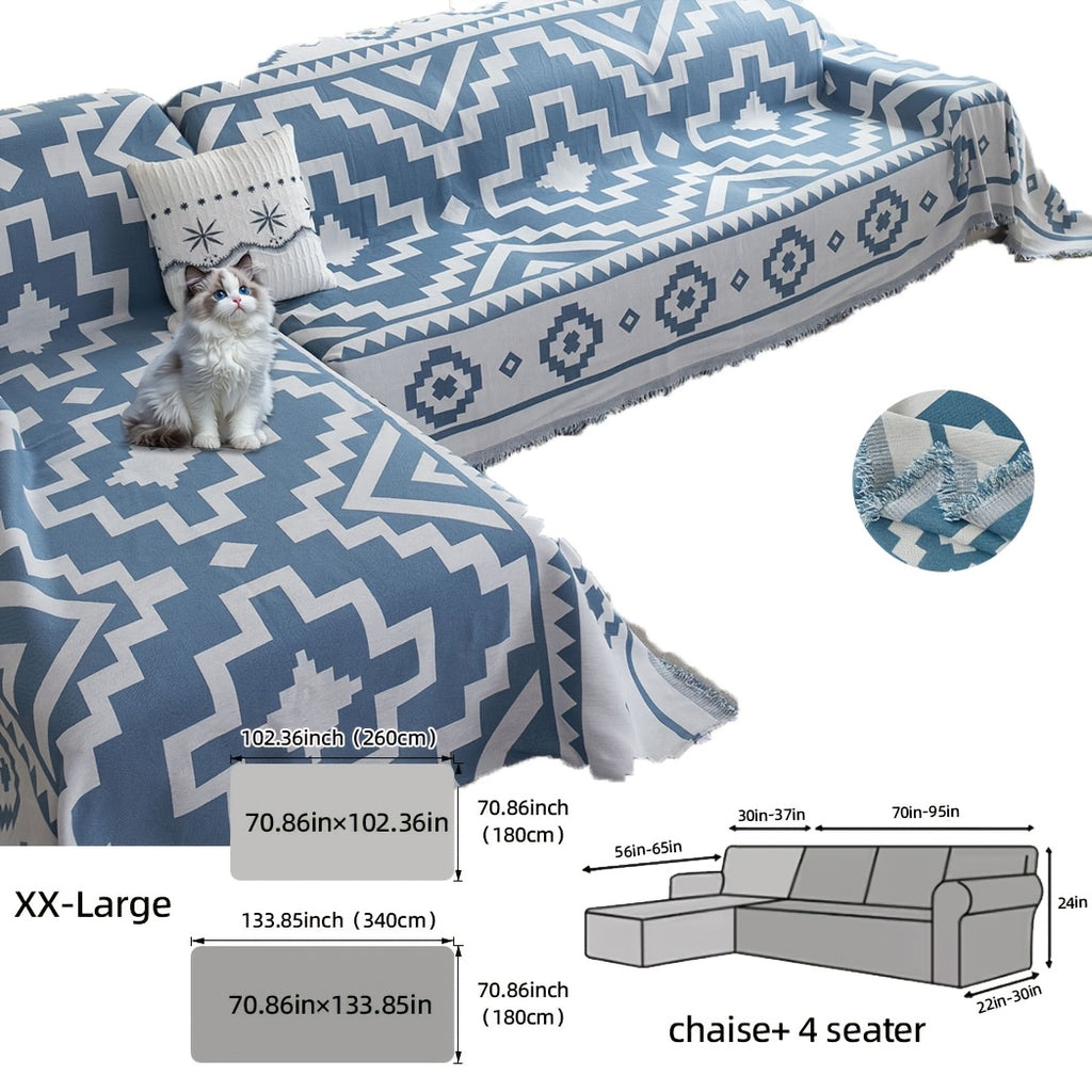 Housse de canapé épaisse en chenille en fils teints pour canapé d'angle, gros plan sur le tissu