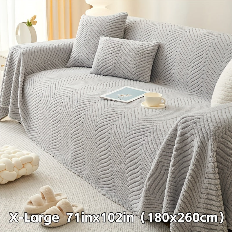 Housse de canapé en velours peluche, gros plan sur le tissu