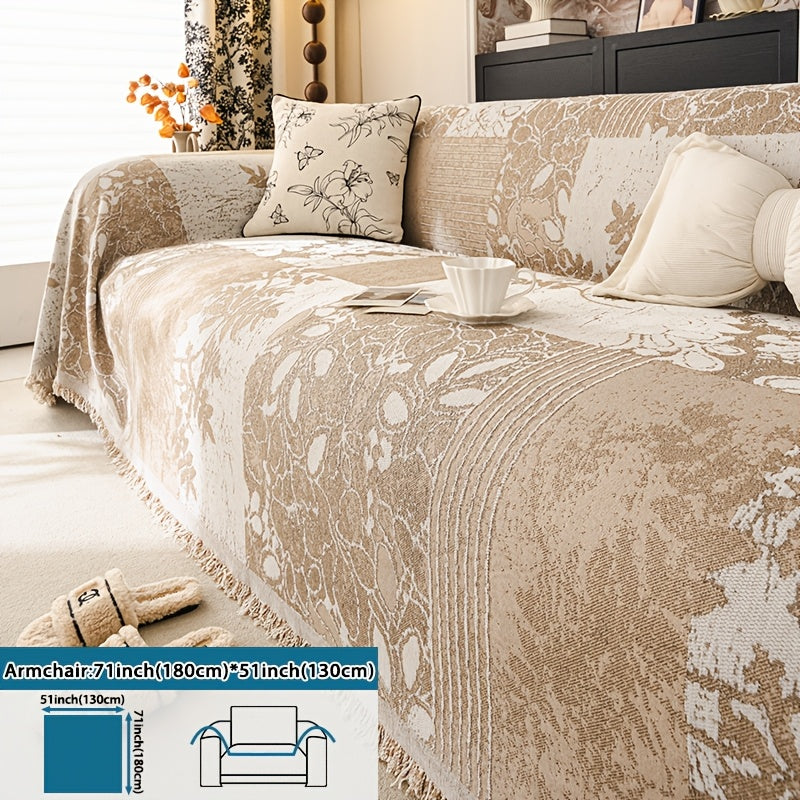 Housse de canapé épaisse en chenille jacquard d'esprit bohème — détail de la matière : chenille Image