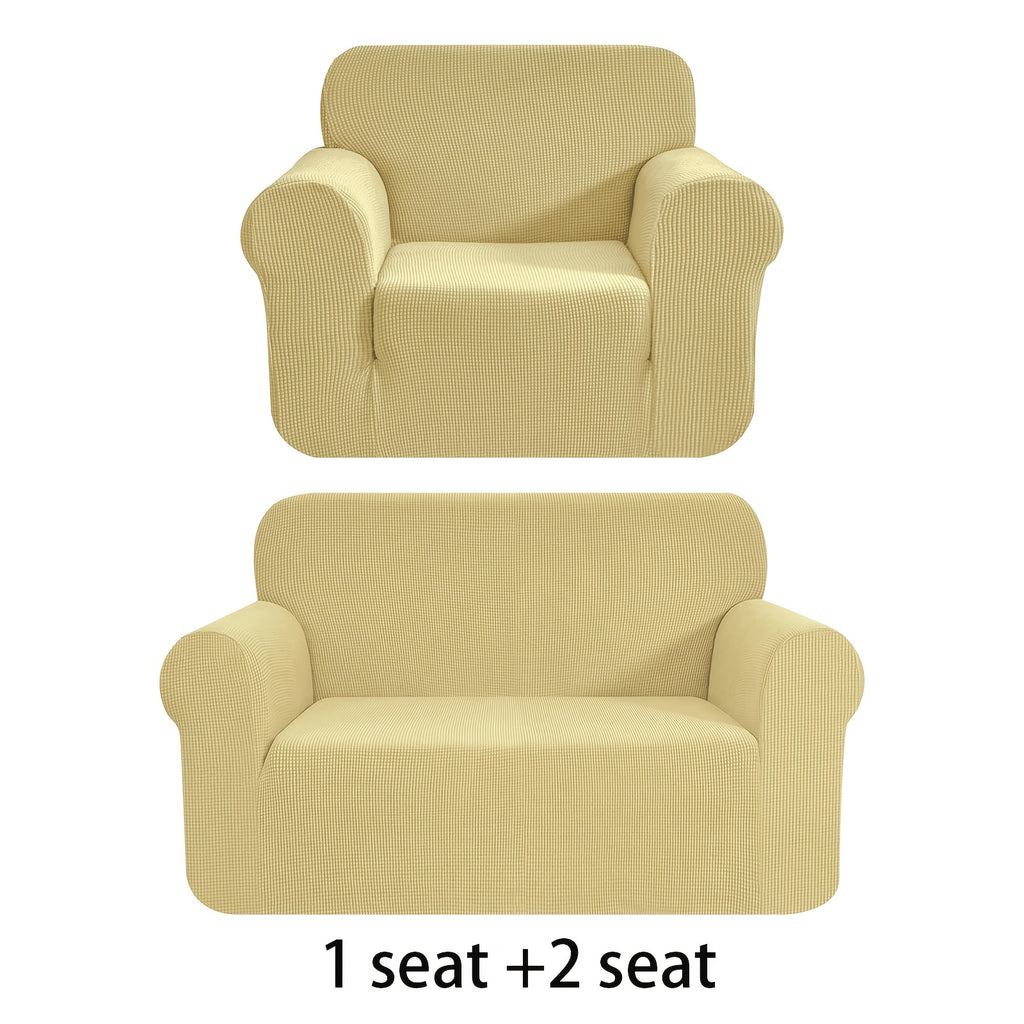 Housse de canapé extensible en polaire jacquard anti-griffes, détail de l'ourlet