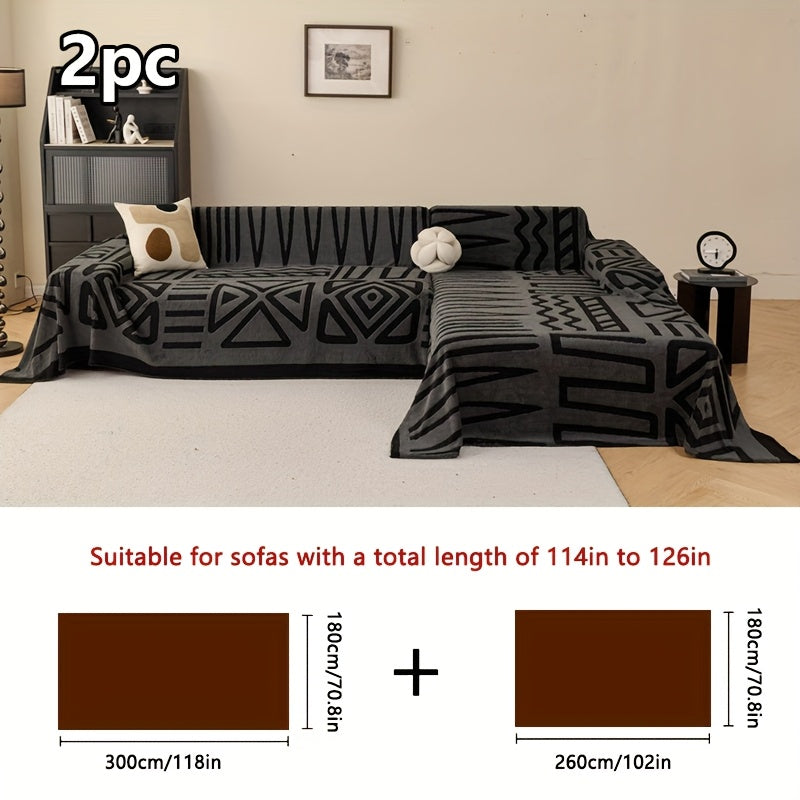 Housse de canapé en peluche antidérapante pour canapé d'angle, détail de la finition
