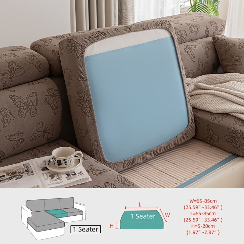 Housse de canapé extensible en polaire jacquard à rayures d'esprit bohème, vue d'ensemble