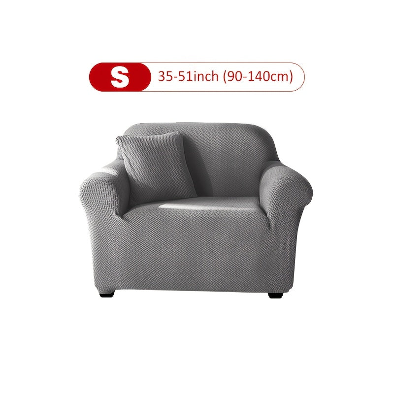 Housse de canapé extensible en velours côtelé jacquard en T, housse posée