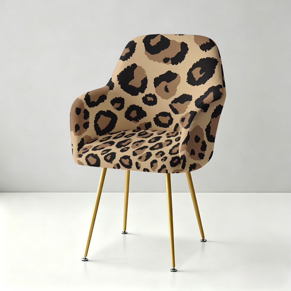Housse de fauteuil extensible en fibre de lait imprimée à motif léopard
