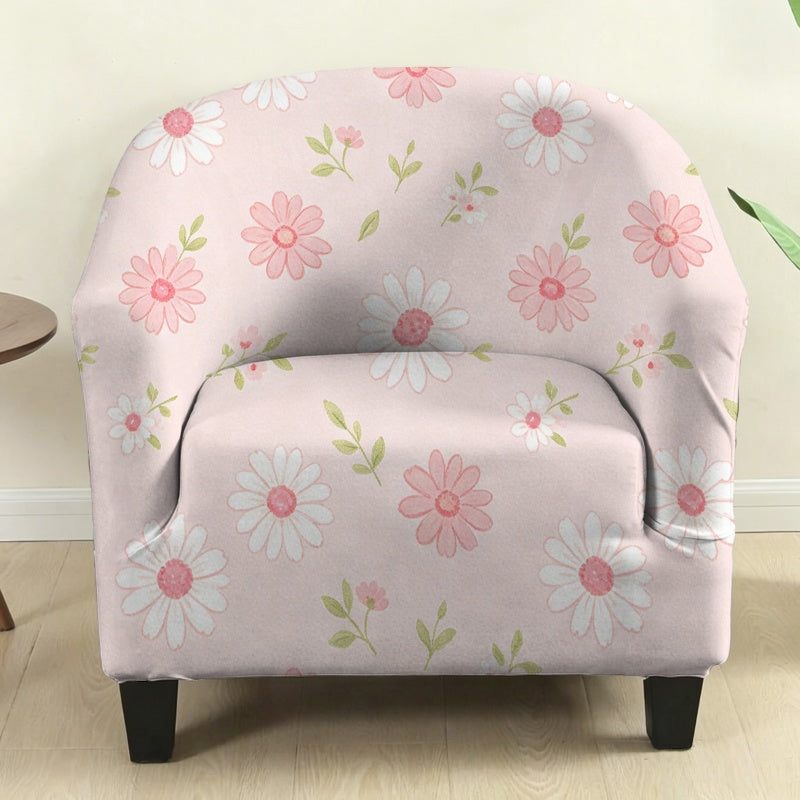 Housse de canapé extensible en fibre de lait imprimée à motif feuillage, détail de la finition