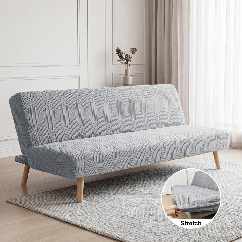 Housse de canapé extensible en jacquard sans accoudoirs, vue d'ensemble