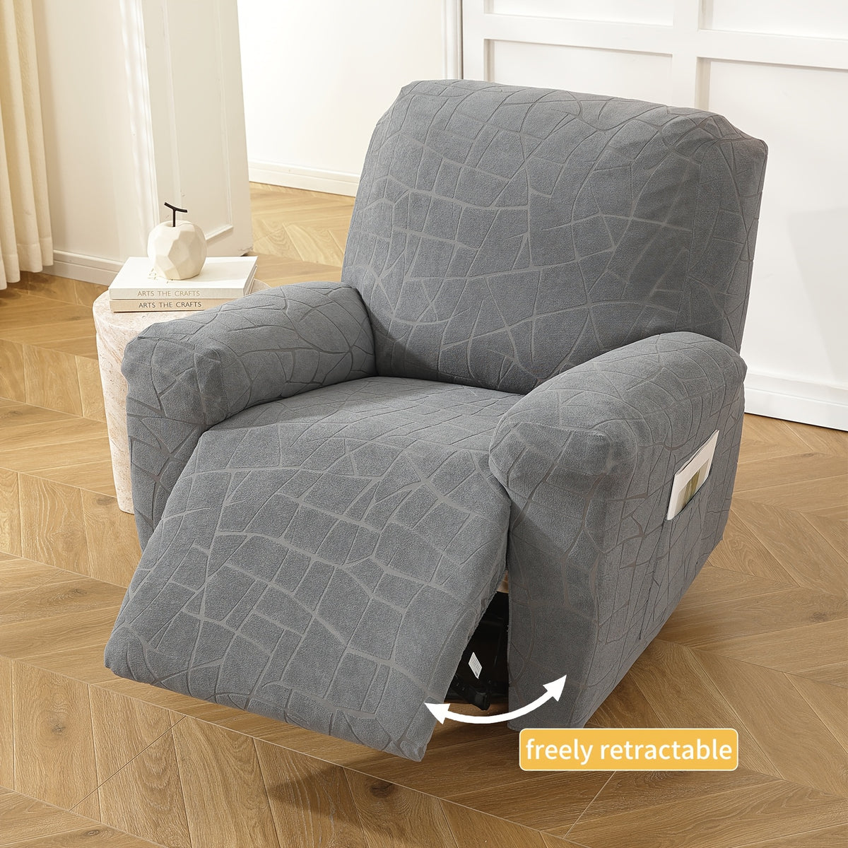 Housse de canapé extensible en polaire jacquard antidérapante à housses, détail de l'ourlet