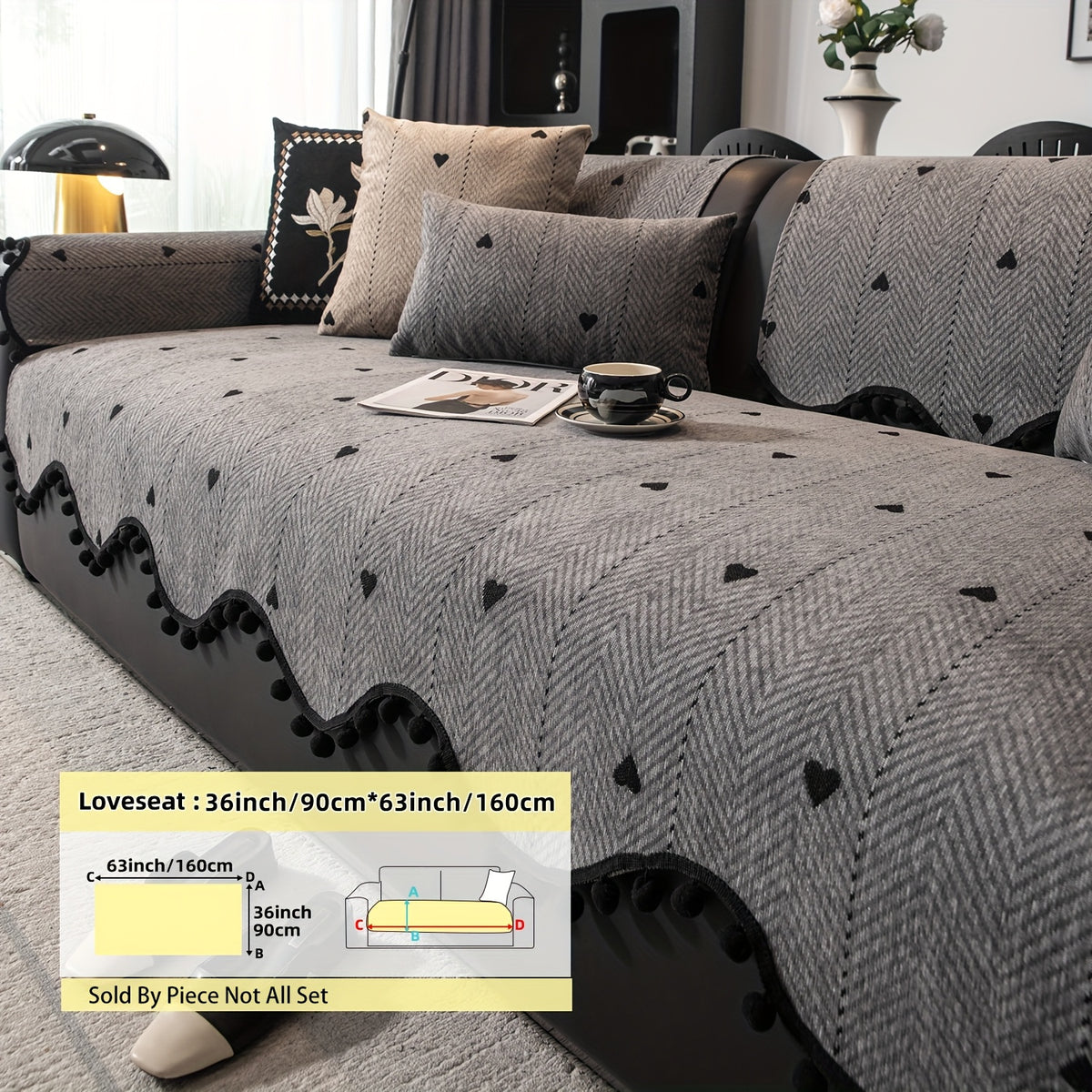 Housse de coussin en chenille jacquard antidérapante, compatible fauteuil, canapé deux places, canapé trois places Image