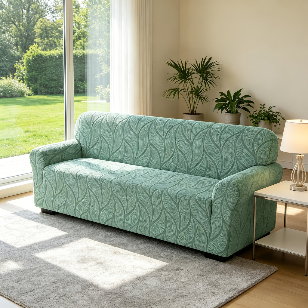 Housse de canapé extensible en polaire jacquard, vue d'ensemble