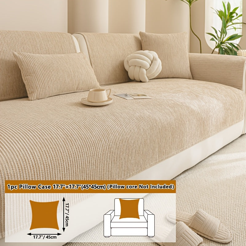 Housse de coussin en chenille en fils teints, vue de dos