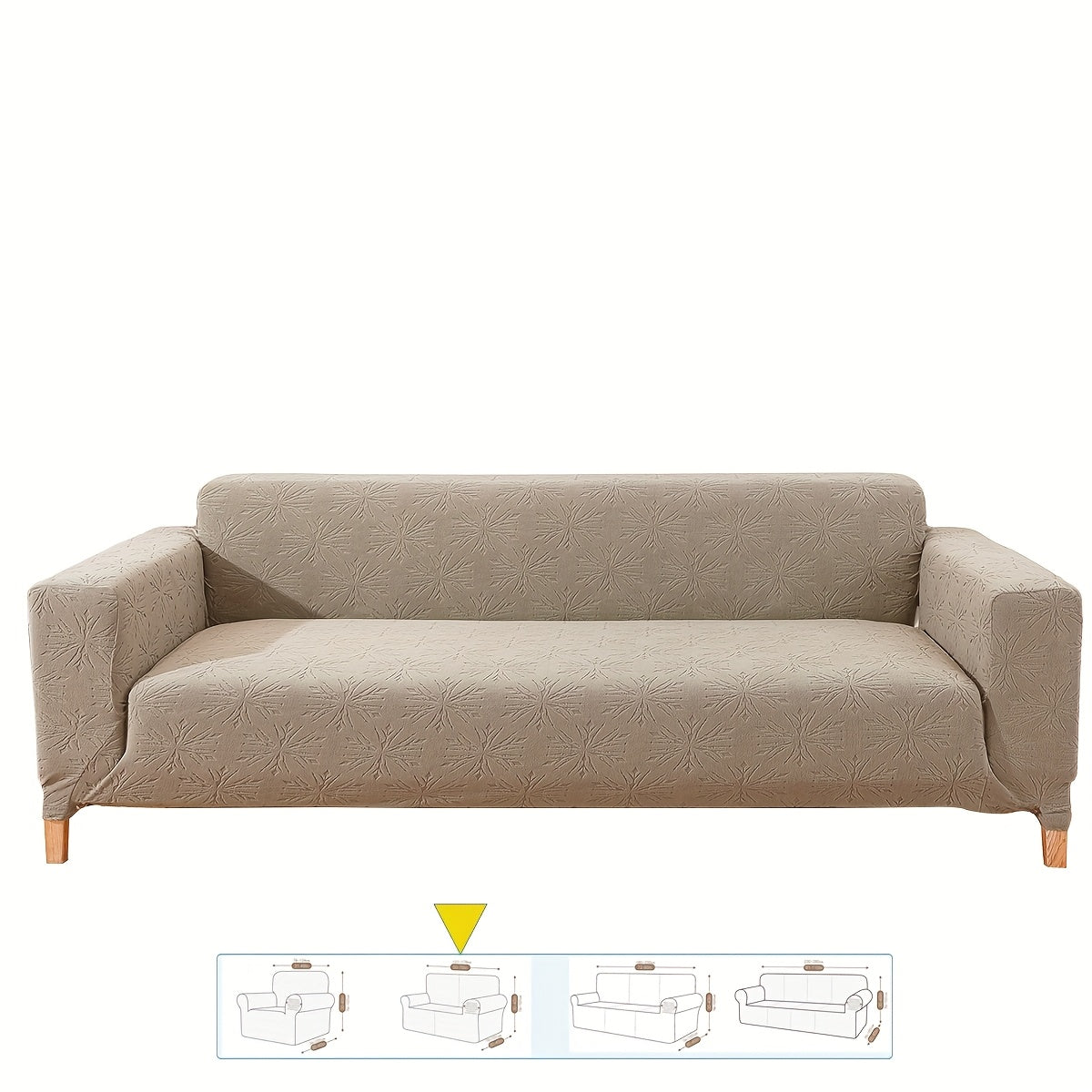 Housse de canapé épaisse extensible en polaire jacquard anti-griffes, vue d'ensemble
