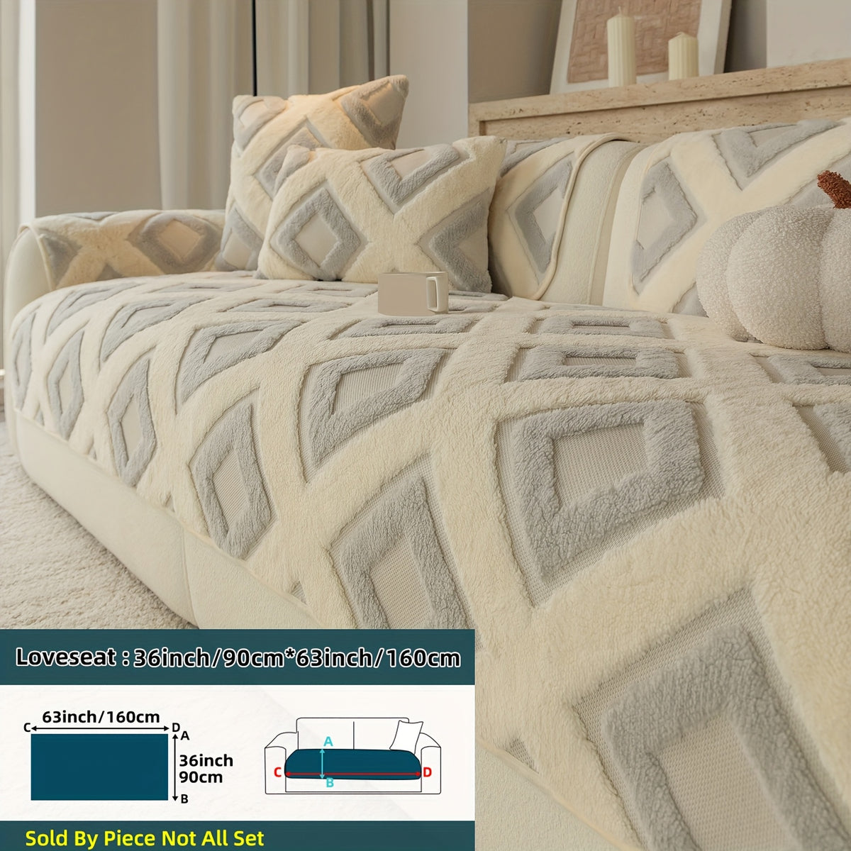Housse de coussin en velours matelassée antidérapante à housses séparées, détail de l'ourlet