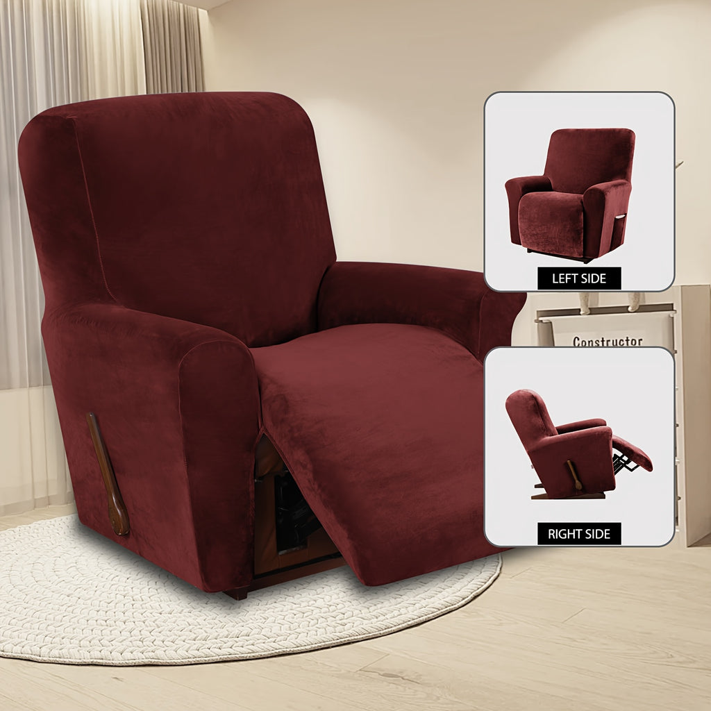 Housse de fauteuil épaisse extensible en velours — détail de la matière : velours
