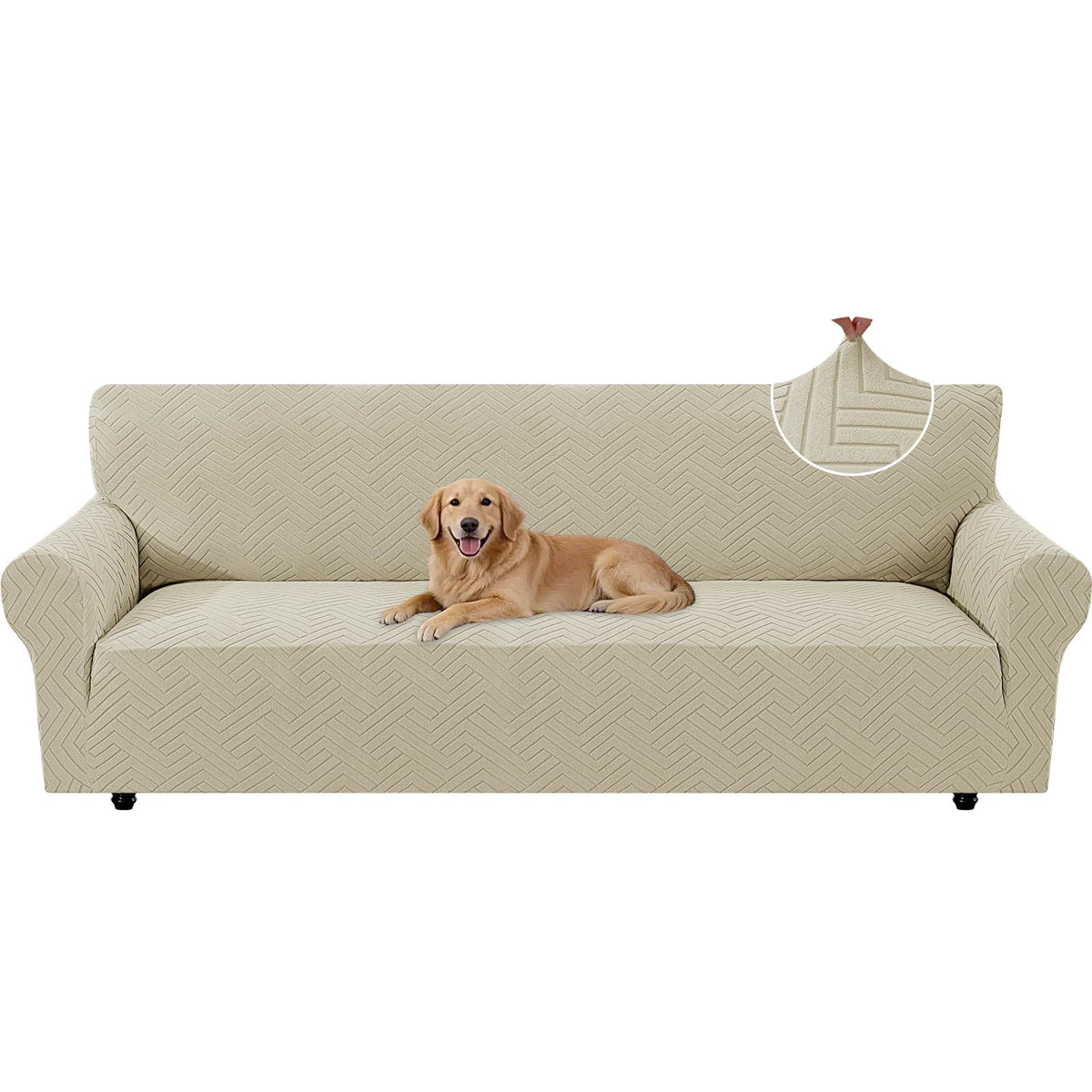 Housse de canapé épaisse extensible en polyester, gros plan sur le tissu