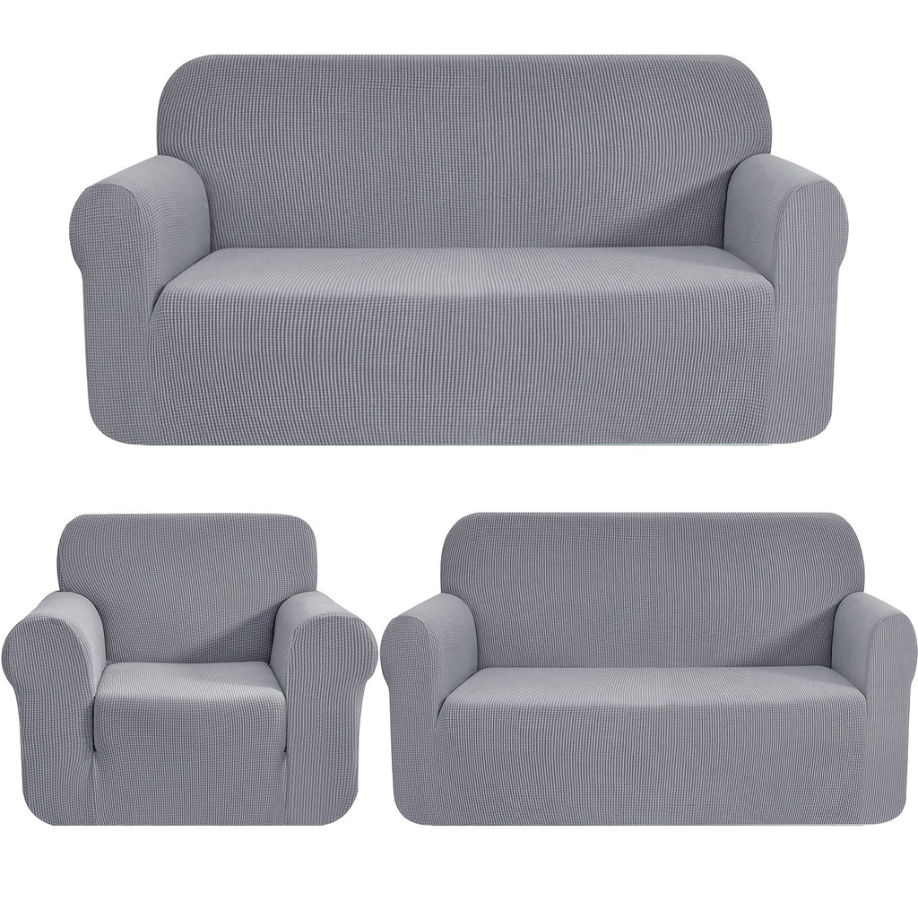 Housse de canapé extensible en polaire jacquard anti-griffes, mise en situation