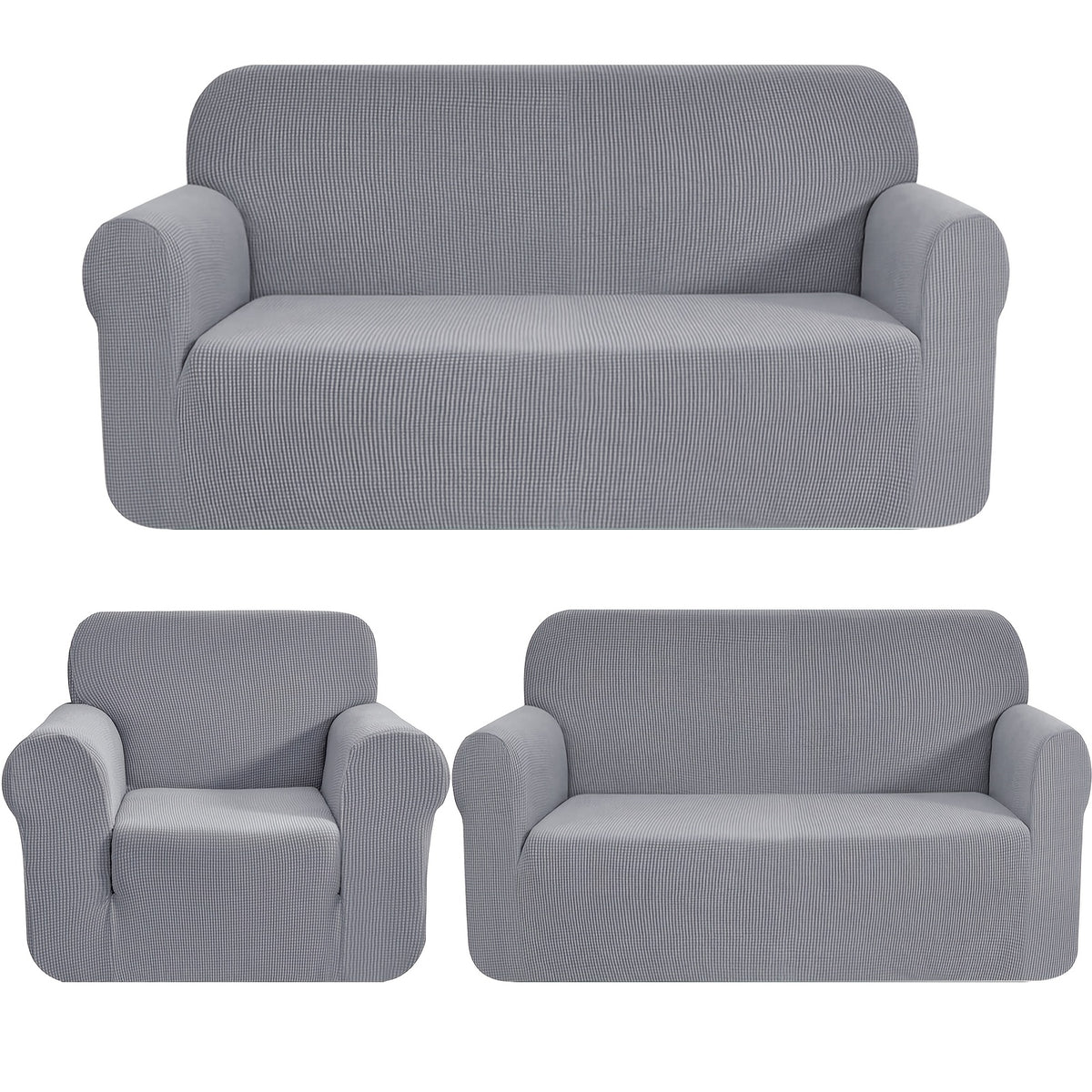 Housse de canapé extensible en polaire jacquard anti-griffes, mise en situation