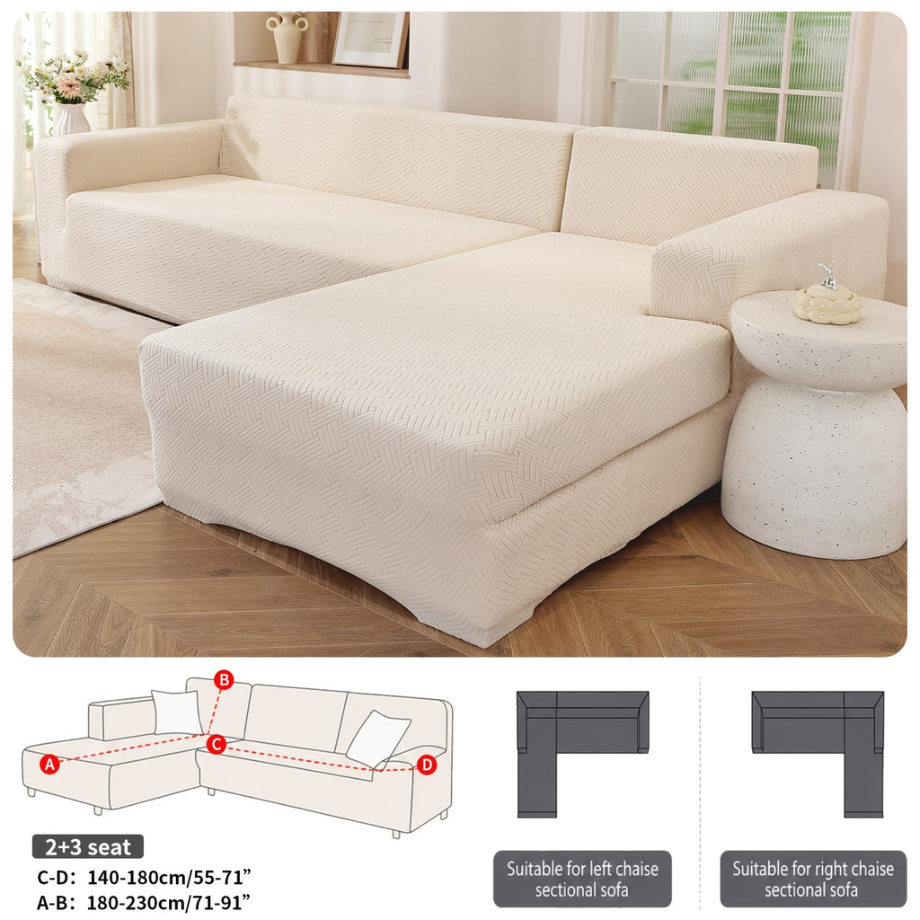 Housse de canapé épaisse extensible en polaire jacquard, vue de dos