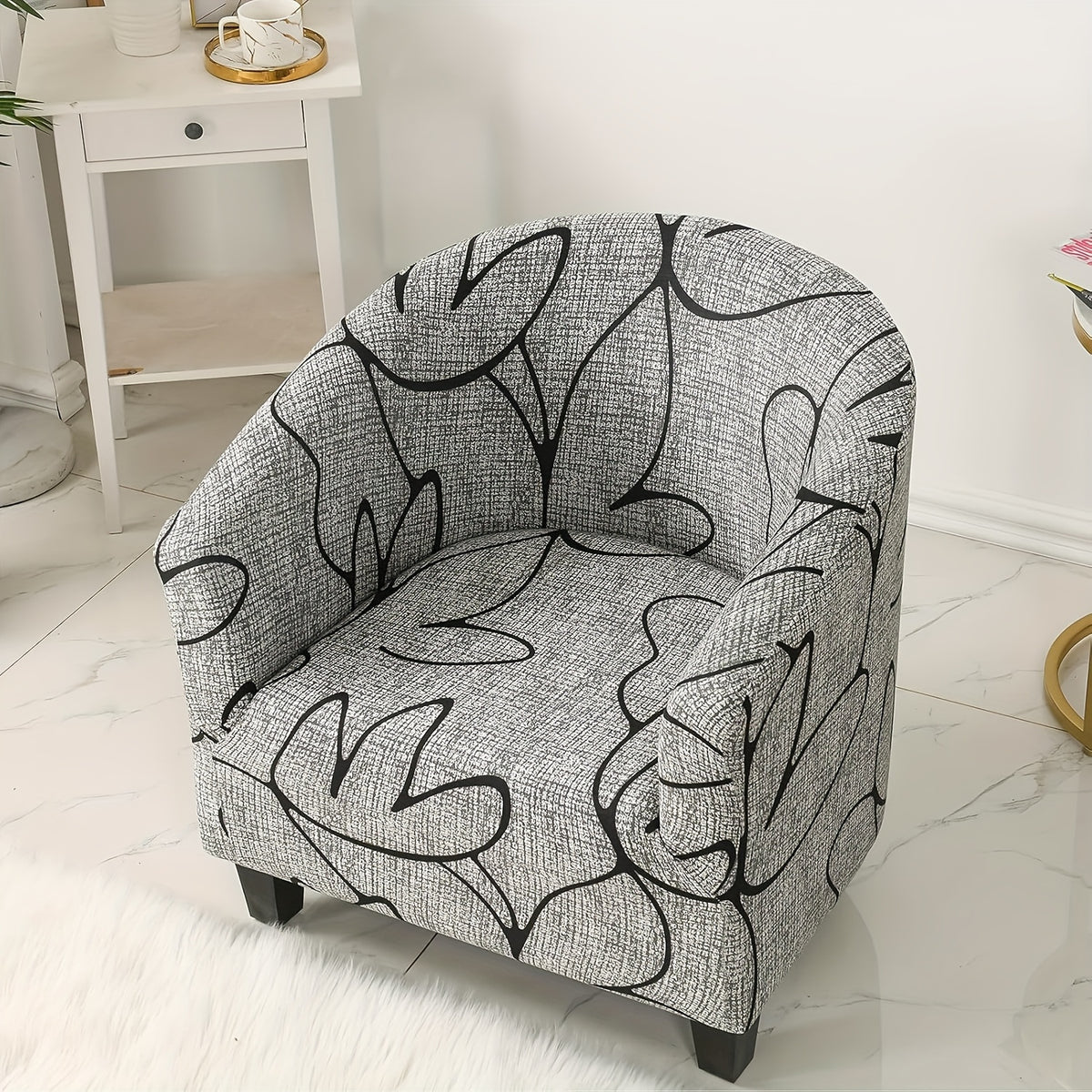 Housse de fauteuil extensible en fibre de lait d'esprit vintage, housse posée