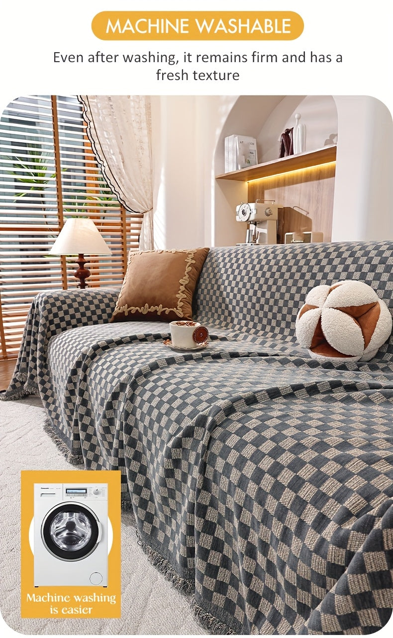 Housse de canapé en chenille d'esprit vintage, visuel produit