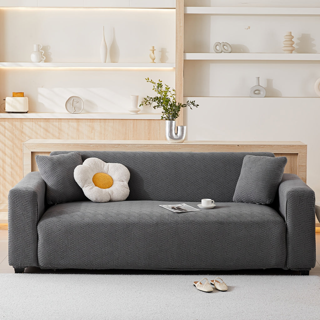 Housse de canapé épaisse extensible en polaire jacquard, housse posée