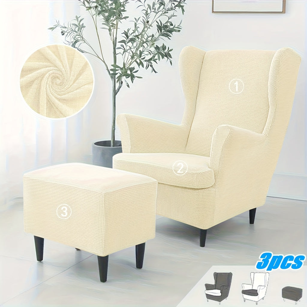 Housse de fauteuil extensible en polaire jacquard pour fauteuil, vue de dos