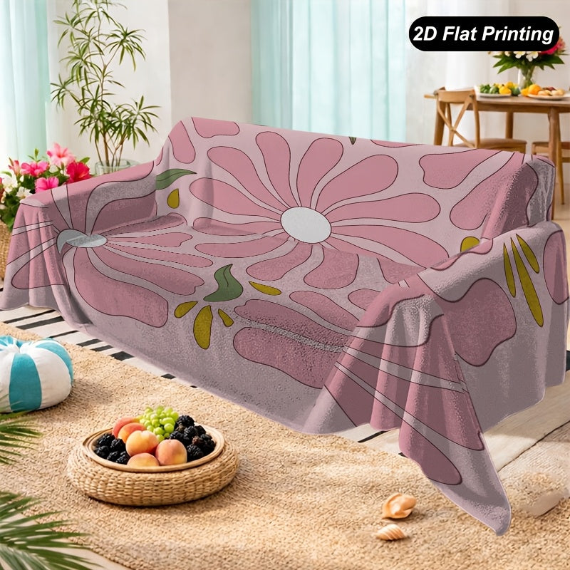 Housse de canapé épaisse en peluche à motif fleuri d'esprit vintage