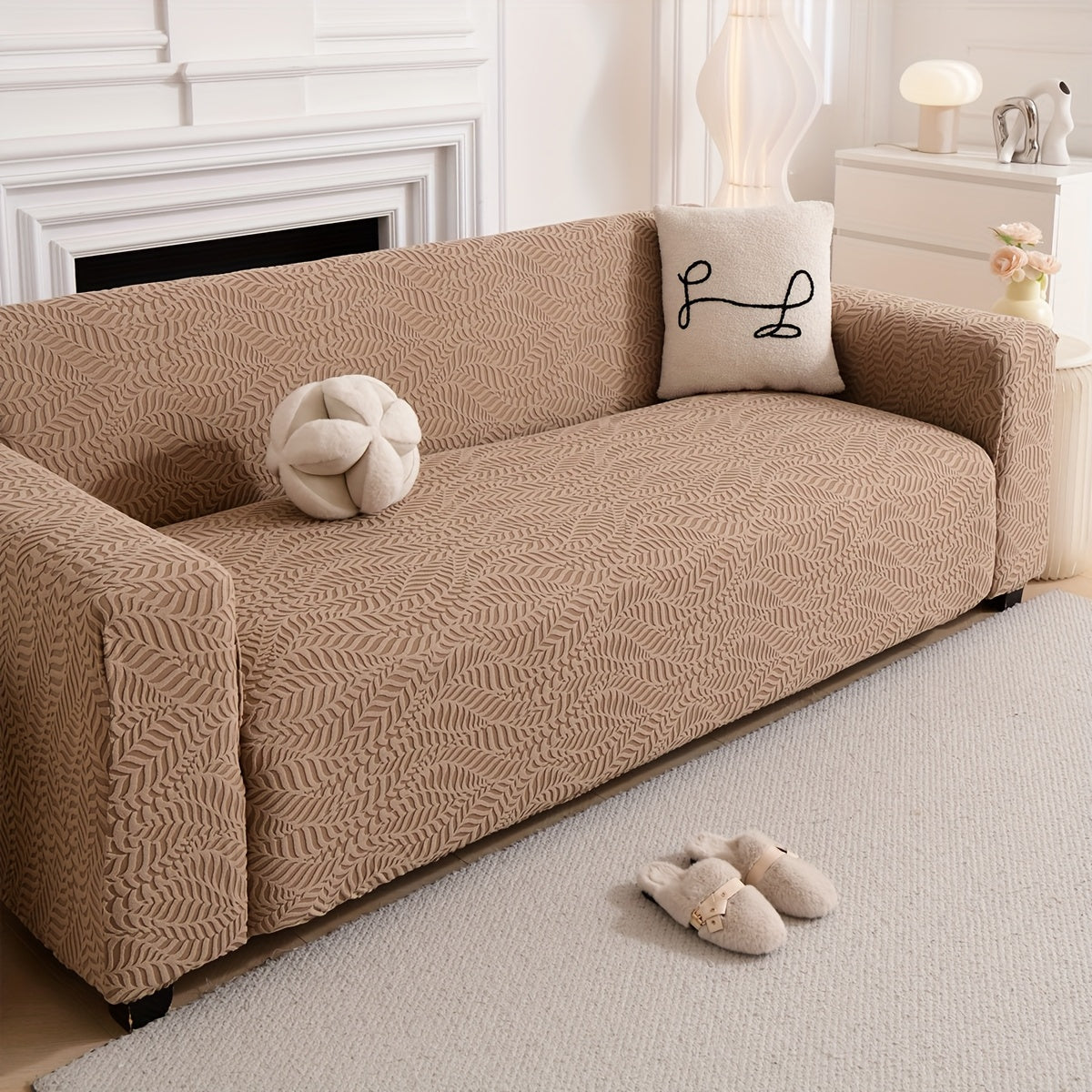 Housse de canapé épaisse extensible en polaire jacquard, housse posée