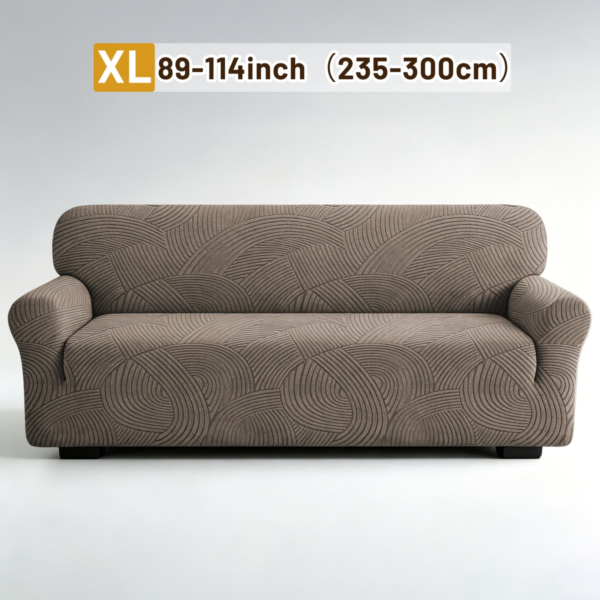Housse de canapé extensible en polaire jacquard à motif géométrique, vue d'ensemble