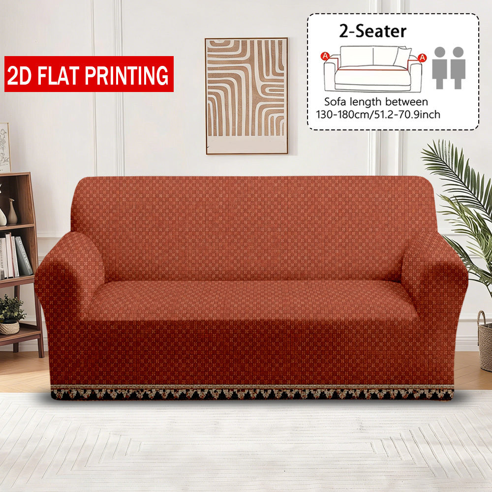 Housse de canapé en fibre de lait imprimée à motif géométrique, compatible fauteuil, canapé deux places, canapé trois places