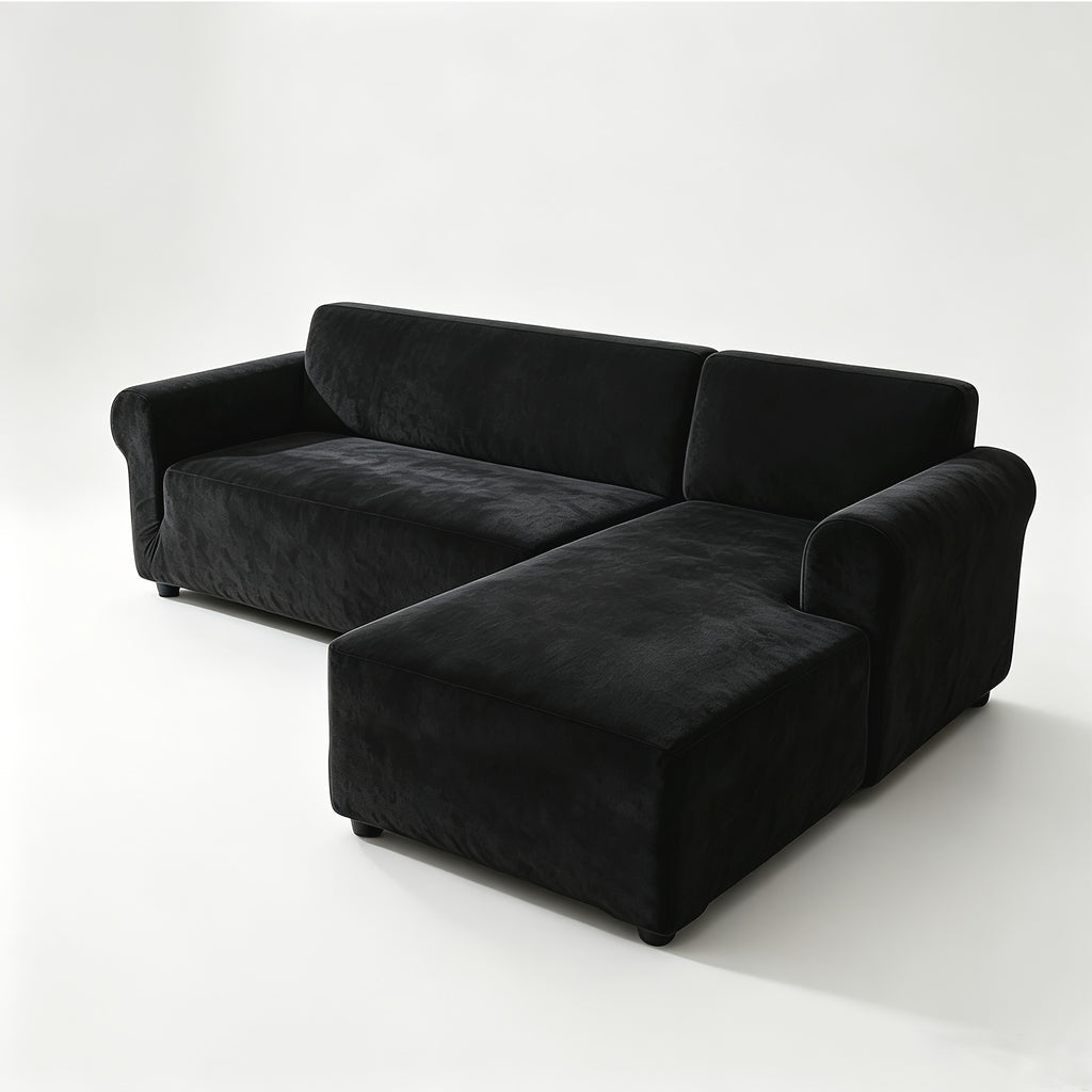 Housse de canapé extensible en velours jacquard, détail de la finition