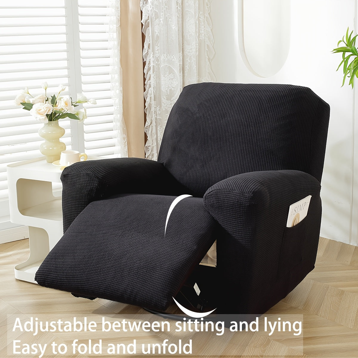Housse de fauteuil épaisse extensible en polaire jacquard, housse posée