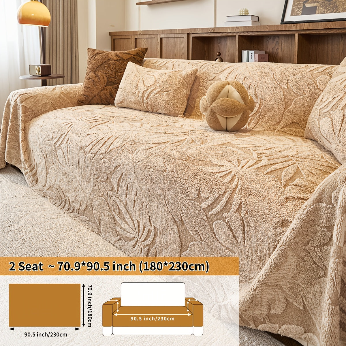 Housse de coussin épaisse en chenille matelassée antidérapante à housses, vue de dos