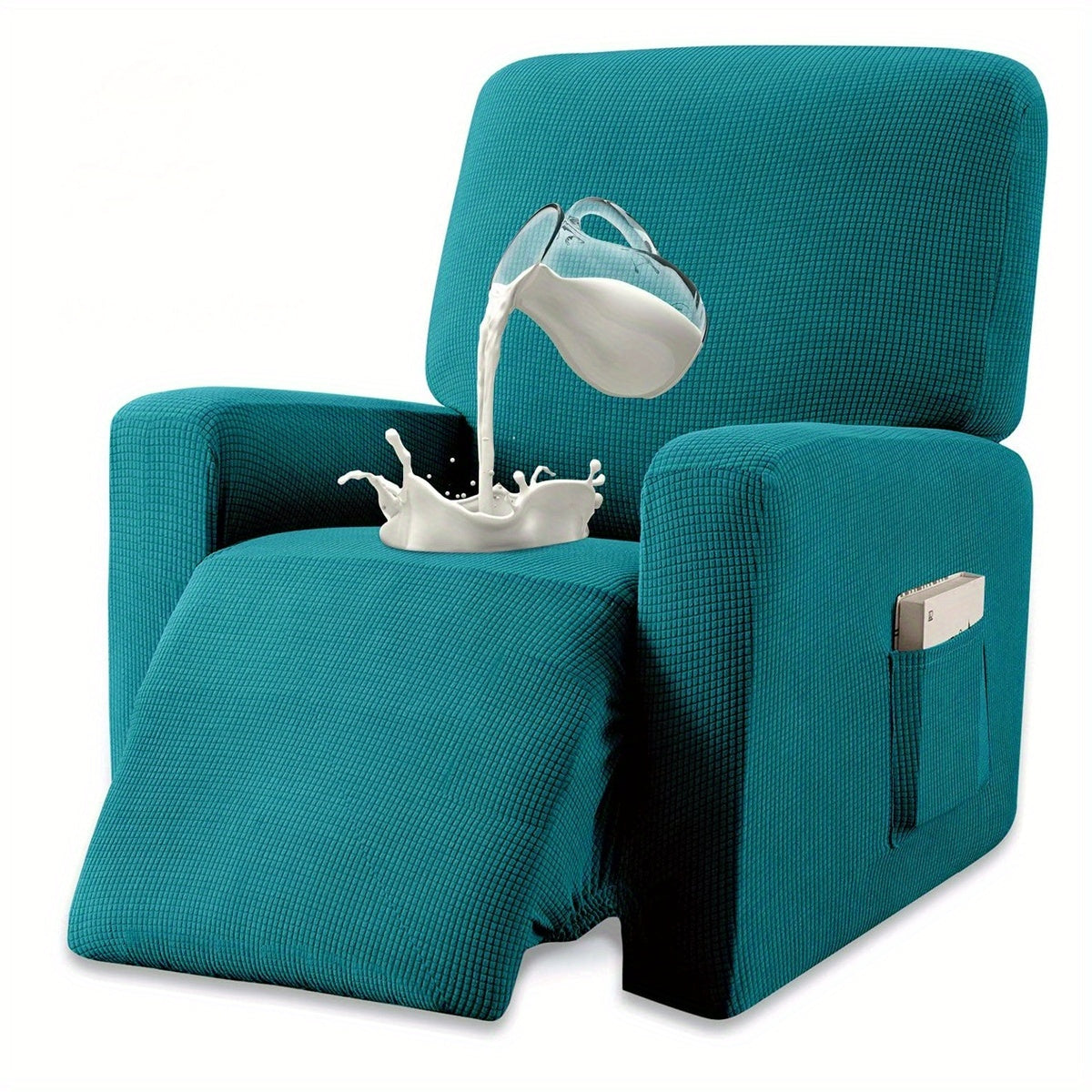 Housse de fauteuil épaisse extensible en polaire jacquard, vue de dos