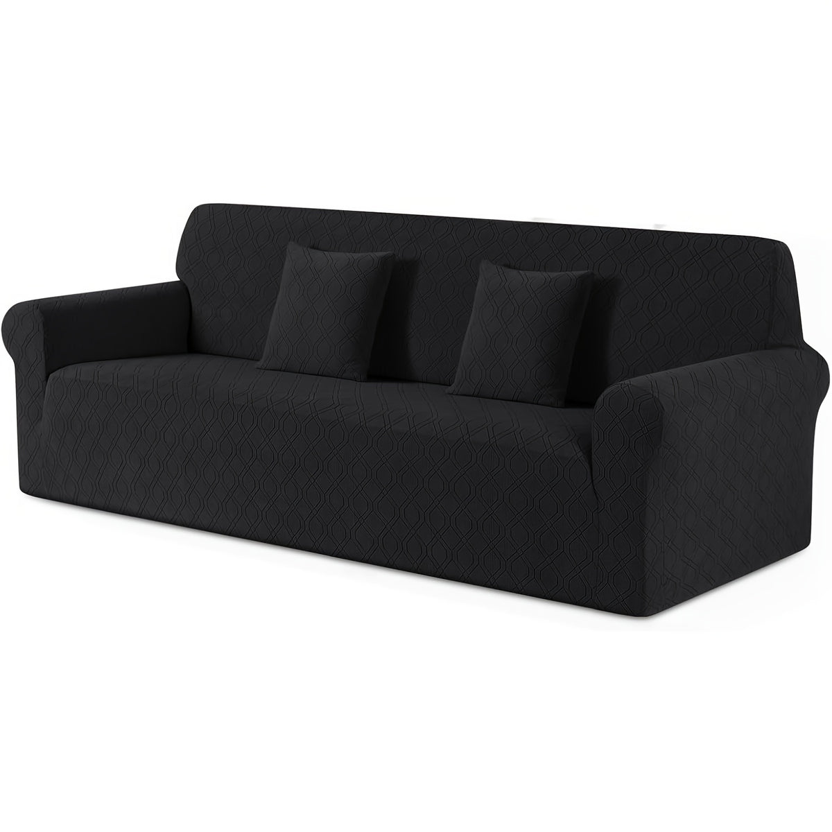Housse de canapé extensible en polaire jacquard antidérapante d'esprit vintage, détail de l'ourlet