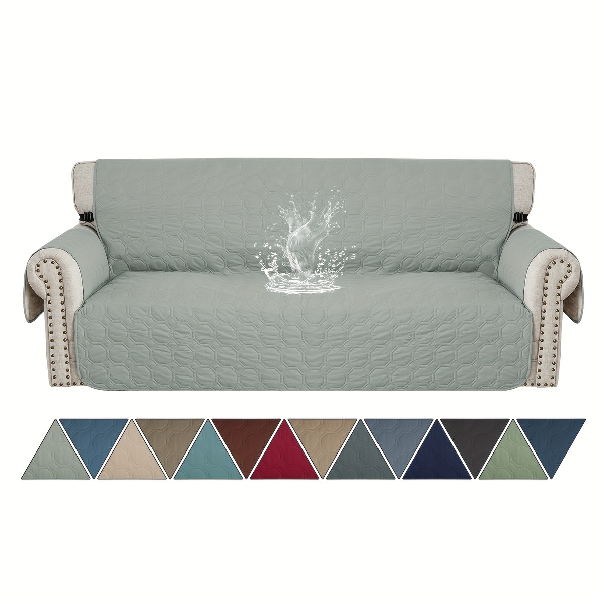 Housse de canapé épaisse en polyester antidérapante à cordon de serrage, compatible fauteuil, canapé deux places, canapé trois places Image