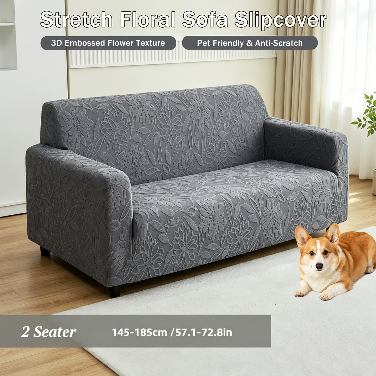 Housse de canapé épaisse extensible en jacquard, vue de dos