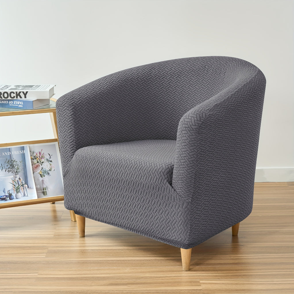 Housse de canapé extensible en polaire jacquard pour fauteuil, vue de dos