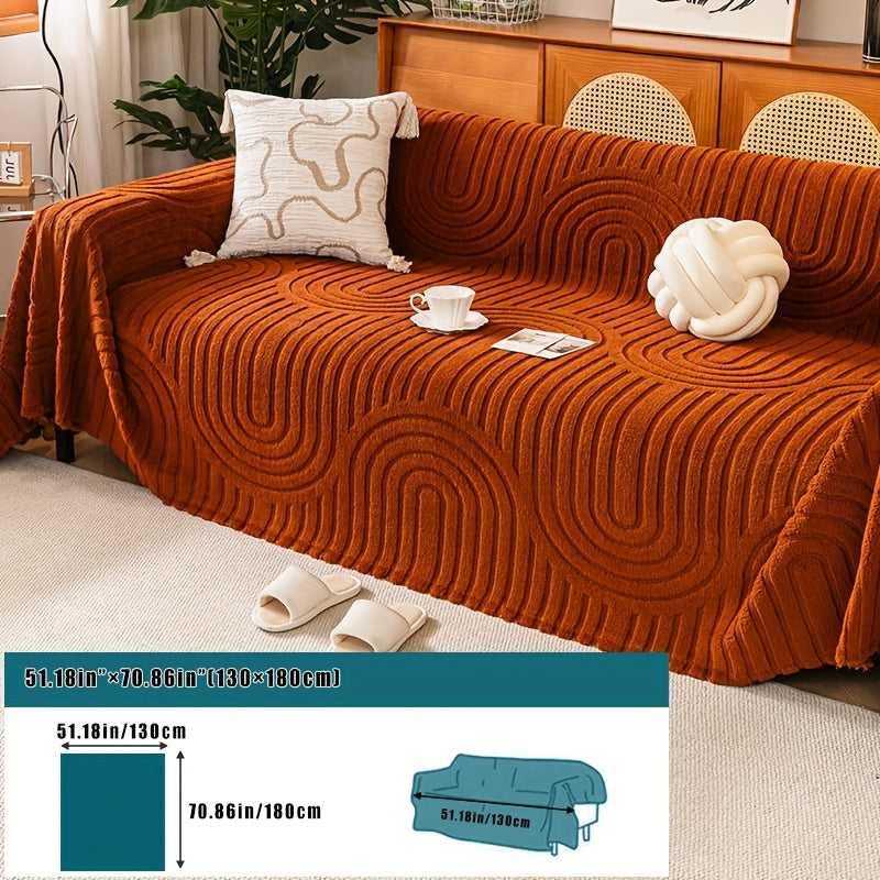 Housse de canapé épaisse en velours jacquard d'esprit vintage, mise en situation