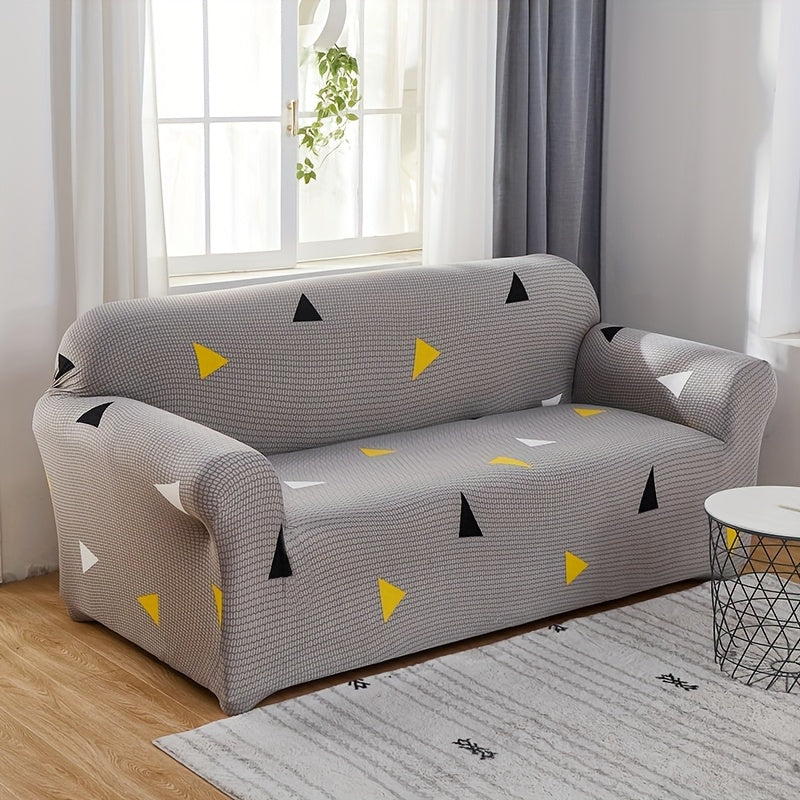 Housse de canapé extensible en fibre de lait matelassée à motif tropical, mise en situation